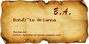 Boháts Arianna névjegykártya